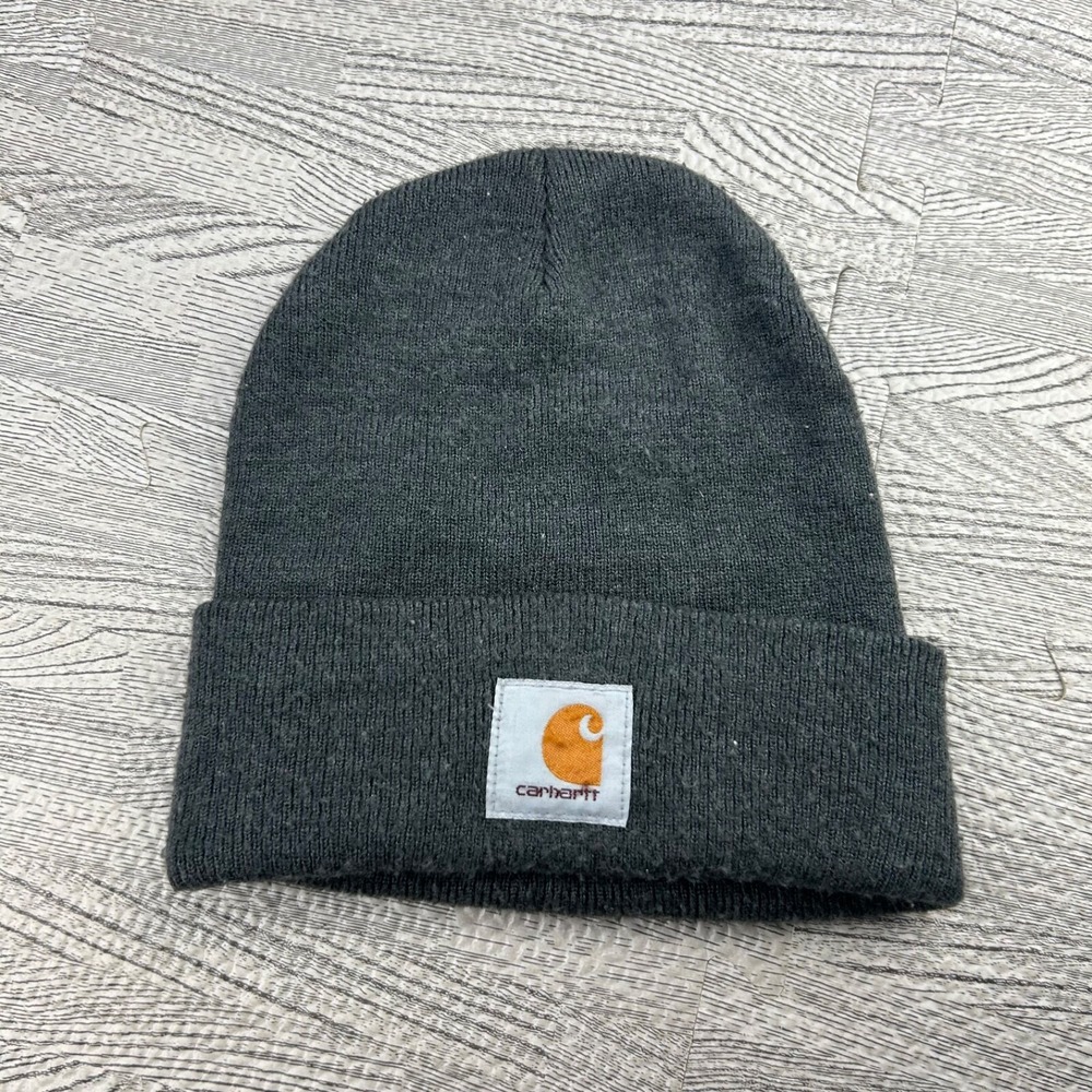 Carhartt Beanie Hat Cap‎ One Size Gray Casual Patch Logo Workwear Boho Grunge